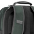 A dark green backpack featuring a textured surface and a carry handle, with a logo present on the front.