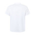 A white short-sleeved chef jacket with a double-breasted design and a plain back. It features a logo.