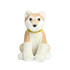 A beige and white plush toy resembling a dingo, featuring a collar and a friendly expression.