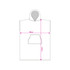 A hooded poncho towel in a minimalist design, featuring a front pocket, dimensions marked in pink for size reference.