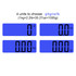 A digital luggage scale display with blue backgrounds showing weight options in grams, ounces, kilograms, and pounds.