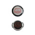 A custom self-inking stamp featuring a black design with a heart logo in red and white. It has a circular shape.