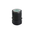 A black custom self-inking stamp with a green logo on the top.