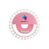 A pink ring selfie light featuring an LED design, with a circular shape and a logo in the centre.