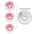 A pink ring selfie light with three-level brightness adjustment and a back attachment for smartphones.