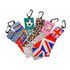 Microfibre cloth keyrings in various colours and patterns, featuring carabiner clips for attachment.