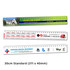 Flat plastic rulers in green, red, and white, featuring various branding and measurements, 30 cm in length.
