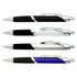 A set of four Trio Pens in black, silver, and blue with chrome accents and a sleek design.