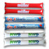 Red and white inflatable thunder sticks, featuring various logos and text, in two sets of three.