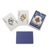 A set of PVC playing cards featuring a blue and white design with two joker cards displayed alongside the box.