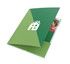 A4 presentation folder in green with a logo, featuring an interior pocket for documents or inserts.