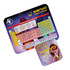 A colourful promotional gripper mat featuring a periodic table of elements and a matching coaster, both with a logo.