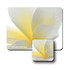 A large mouse mat and a small coaster in soft white and yellow hues, featuring a subtle floral design and a logo.