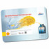 A counter mat featuring a blue and orange design, showcasing motorcycle oil products with a logo and a splash effect.