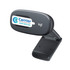 A black webcam blocker with a sleek design and a mounting clip at the back. It features a logo.