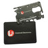 A black card holder with a multi-tool partially pulled out, featuring various tools in a sleek design. It has a logo.