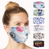 A collection of 2-ply fabric face masks in various patterns and colours, featuring diverse designs and a logo.