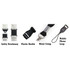 A selection of lanyard components, including safety breakaway, plastic buckle, metal crimp, and mobile phone loop.