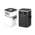 A Luminous Travel Adapter in white and black, featuring multiple USB ports and a logo on top.