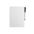A5 whiteboard notebook in white with a black pen attached. Features a sleek, minimalist design.