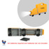 A yellow truck-shaped tool kit with wheels, featuring a flashlight and a compartment for batteries.