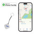 A Locator Smart Tag in white with a keyring, beside a smartphone displaying a map interface.