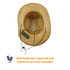 A straw hat featuring a light-up design, made of woven material with a chin strap. It includes a logo.