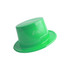 A green PVC top hat with a glossy finish and a logo on the front.