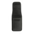 A black phone pouch with a belt clip, featuring a textured surface and a separate pocket.