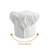 A white adult chef hat with an adjustable size of 57cm to 60cm, featuring a logo.