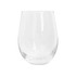 An egg-shaped glass cup in clear glass with a smooth, curved design. It features a simple, elegant form.