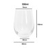A clear, egg-shaped glass cup with a 550ml capacity, measuring 120mm in height and 90mm in width.