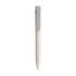A click pen made from wheat straw, featuring a cream body and a grey clip. It has a simple design with a logo.