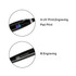 A black metal pen with a logo, featuring options for UV printing and engraving.