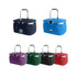A picnic cooler basket in navy, blue, green, black, red, and purple, featuring handles and a logo.