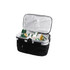 A black picnic cooler basket filled with cans and ice, featuring an aluminium frame and a pocket on the front.