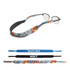 A glasses retainer featuring a colourful design with various patterns, alongside two black sports belts.