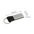 A PU leather keyring with a rectangular metallic surface, featuring a silver colour and a keyring attachment.
