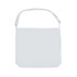 A white canvas tote bag with a long strap and a simple design. It features a logo on one side.