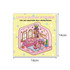 A 14x14cm custom colouring book featuring a cosy illustrated corner scene with a sofa, plants, and decorative elements.