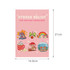 A5 custom colouring book with a pink cover featuring vibrant illustrations of skates, a rainbow, a fishbowl, and more.