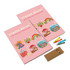 A5 custom colouring books in pink with colourful illustrations, accompanied by crayons and a small case.