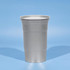 A drink bottle featuring a silver recycled aluminum design, with a sturdy stadium-style shape and a logo.
