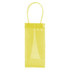 A PVC clear wine ice tote bag in bright yellow, featuring a handle and a transparent design.