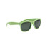 Wheat straw sunglasses in a vibrant green hue with dark lenses, featuring a logo on the side.