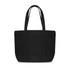 A black canvas zippered tote shoulder bag with two long handles and a simple design.