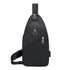 A black Travel Sling Chest Bag featuring a zippered pocket and a branded logo.