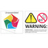 A five-leaf pinwheel in bright yellow, pink, blue, and green colours, unassembled with a warning label about small parts.