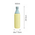 A drink bottle with a slim yellow body and a light blue cap, featuring a logo and measurements.