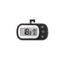 A black and silver ambient thermometer with a digital display showing temperature readings and a hanging hook.